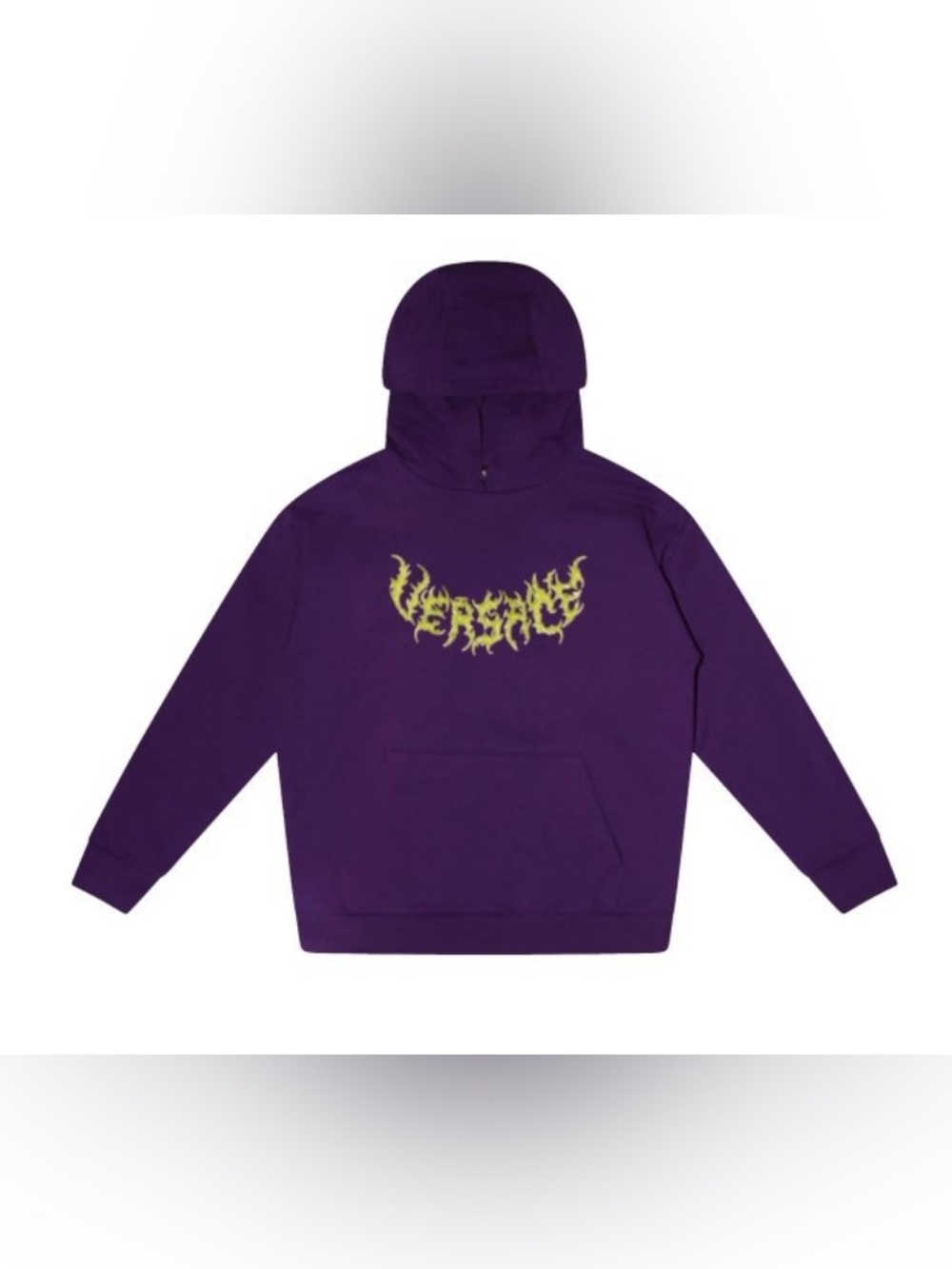 NWT- Versace Oversized Purple Hoodie with Neon Green Flame Graphic-XL